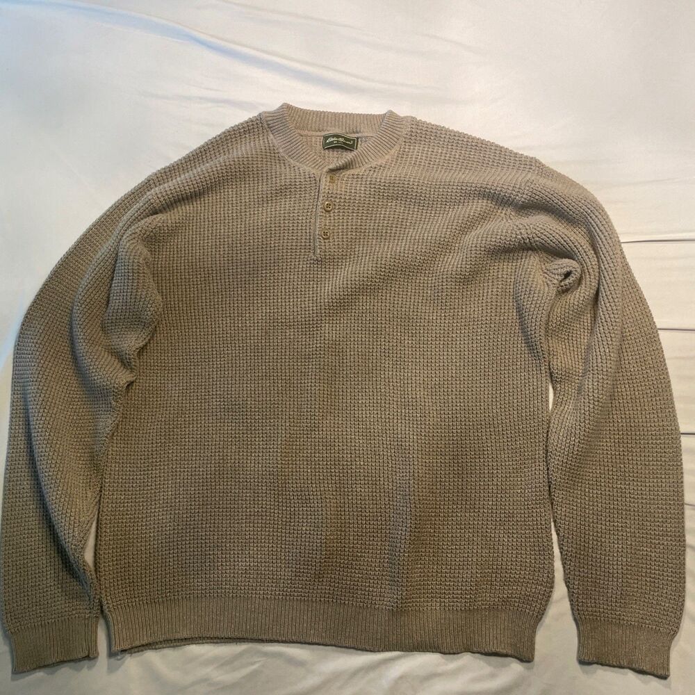 Vintage Eddie Bauer Sweater Men Size S Made in USA Pullover 1900s Beige